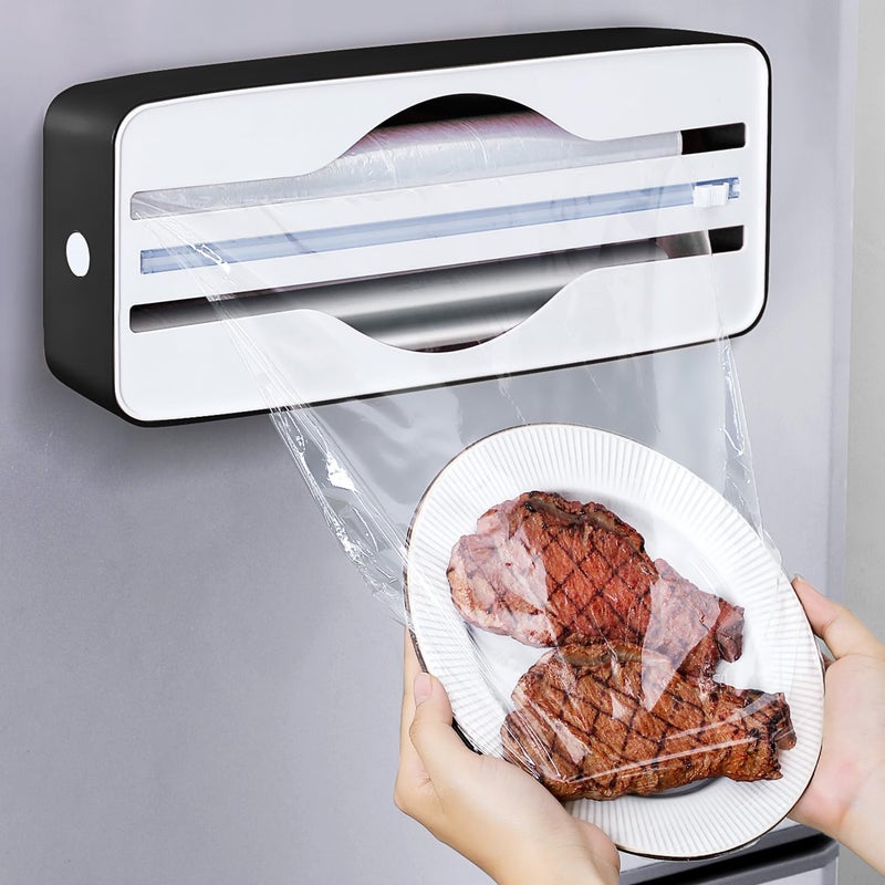 Sonile Dual-Slot Multifunctional Kitchen Cutter | For Cling Film, Aluminum Foil, and Parchment Paper Storage & Cutting | Easily Cut Two Materials at Once (Black(magnetic)) - Image 5